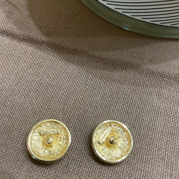 Vintage Christian Dior Rhinestone/Gold Tone Post Earrings - Picture 3 of 7